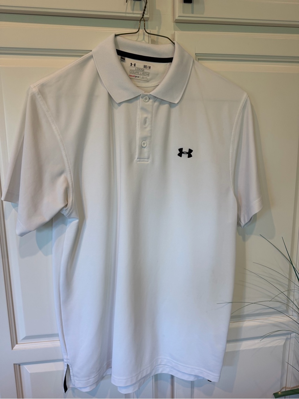 Under Armour White Men's Short-Sleeve Polo with Black Logo